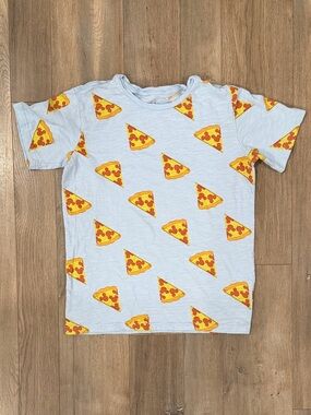 Disney Light Blue Tee with Yellow & Red Pizza Slices